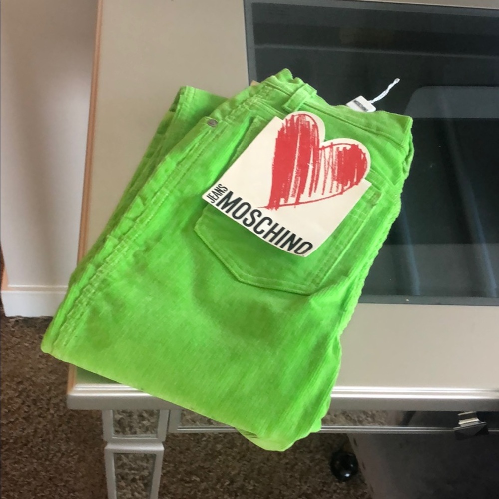 SZ 28 moschino pants lime green corduroy w/ tags